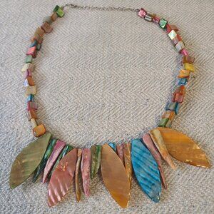 Dyed multi-color abalone shell necklace